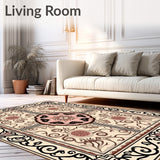 Vinework With Floral Medallions and Interlocking Damask Motifs(Beige)