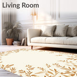 Easy Care Beige Brown Leaf Indoor(Beige)