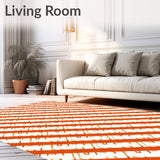 Harvest Plaid Featuring Dynamic Orange Stripes and Crisp Lattice(Orange)