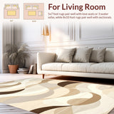 Abstract Circular Wave Design With Overlapping Scrolls(Beige)