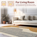 Ultra Soft Area Rug, Non Slip, Stain Resistant, Washable Area Rugs for Living Room, Bedroom, Antelope Print Oushak(Beige)