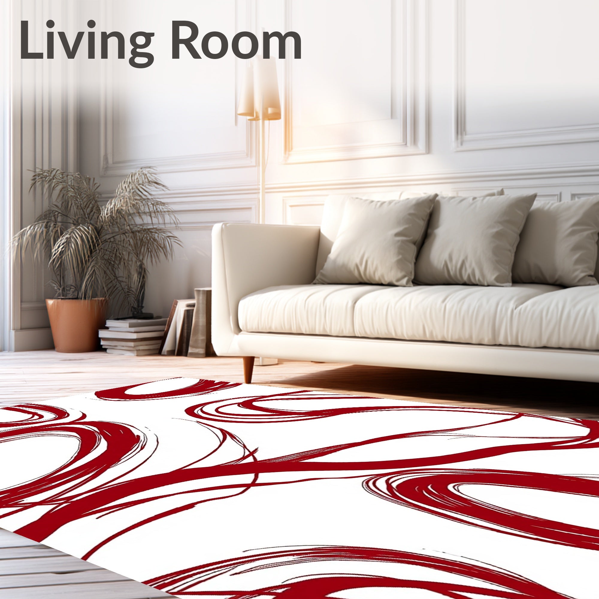 Abstract Brushstroke Art with Swirling Paint Effects (Red) - ODIKA