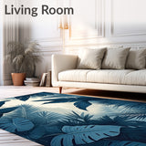 Retreat with Artistic Tropical Foliage and Crisp Leaf Outlines(Blue)