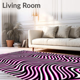 Abstract Wave Ripple Slip Resistant Floor Cover(Pink)