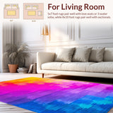 Ultra Soft Area Rug, Non Slip, Stain Resistant, Washable Area Rugs for Living Room, Bedroom, Fluffy Rainbow Tie-Dye(Red)
