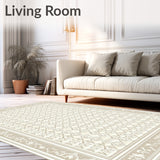 Geometric Beige Diamond Lattice Patterned Indoor Mat(Beige)