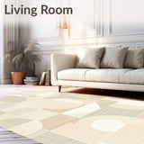 Creamy Beige Area Modern Circle Design for Cozy Ambiance(Beige)