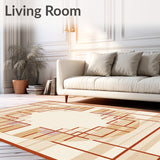 Modern Round Area Beige & Rust Geometric(Beige)