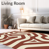 Luxurious Touch With Curved Wave Stripes And Abstract(Brown)