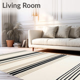 Contemporary Floor Mat Striped Area(Black)