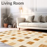Area Rug Checkered Tan and Beige Geometric Floor Covering(Beige)