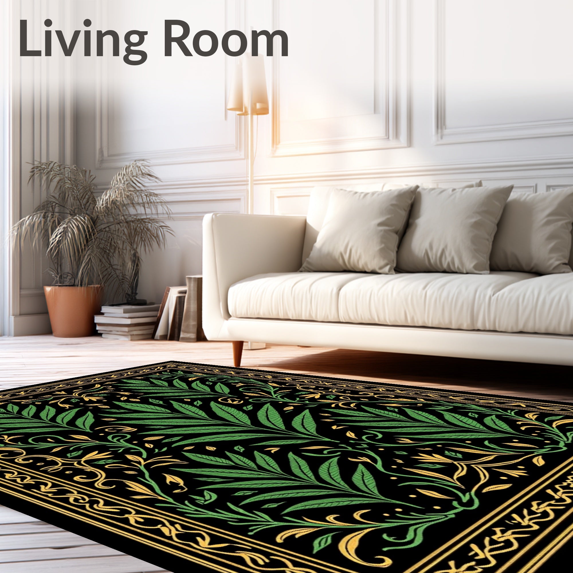 Botanical Fern Cascade with Interlocking Leaf Vines and Flourishes (Black) - ODIKA