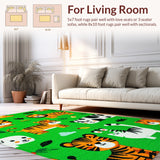 Ultra Soft Area Rug, Non Slip, Stain Resistant, Washable Area Rugs for Living Room, Bedroom, Charming Non-Slip Jungle Rug for Toddlers(Green)