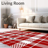 Festive Tartan Check with Classic Plaid Motif and Holiday Accents(Red)