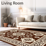 Rustic Floral Medallions Interwoven with Softly Textured Leaf(Brown)