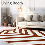 Abstract Chevron with Interlocking Stripes and Dynamic Angles(Brown)