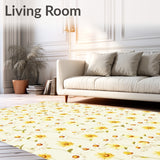Charming Daisy Bloom Non Slip Flower Area Whimsical Floral(Beige)
