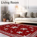 Festive Snowflake Wonderland With Elegant Holiday Motifs(Red)