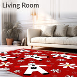 Winter Celebration Curved Welcome with Cheerful Snow Figure Motif(Red)