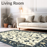 Chateau Collection Azure Bloom Dark Beige Botanical Scrollwork(Ivory)