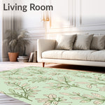 Ornate Boho Garden Vine Motif with Stylized Blooms (Green) - ODIKA