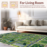 Ultra Soft Area Rug, Non Slip, Stain Resistant, Washable Area Rugs for Living Room, Bedroom, Interactive City Life Play Mat(Gray)
