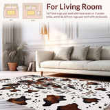 Ultra Soft Area Rug, Non Slip, Stain Resistant, Washable Area Rugs for Living Room, Bedroom, Western Cow Print Living Room Non-Slip Rug(White)