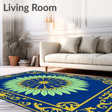 Botanical Medallion Interlocking Leaf with Festive Scroll Motifs(Blue)