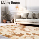 Artisan Inspired Neutral Cubist Checks with Gentle Beige Contrasts(Beige)