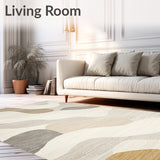 Artistic Area Showcasing Bold Abstract Design in Creamy Tones(Beige)