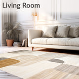 Contemporary Beige Area Showcasing Blended Abstract Design(Beige)