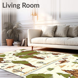 Beige with Retro Dinosaur Prints and Global Cartography(Green)