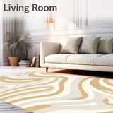 Flowing Wave Motif Modern Minimalist Art(Beige)
