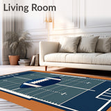 Football Field Yard Lines Central Pigskin Design(Blue)