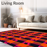 Checkered Pumpkin Patch Design with Autumn Harvest Motifs(Orange)