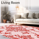 Vintage Damask Arrangement with Subtle Ornate Leaf Motifs and Artistic Fading (Pink) - ODIKA