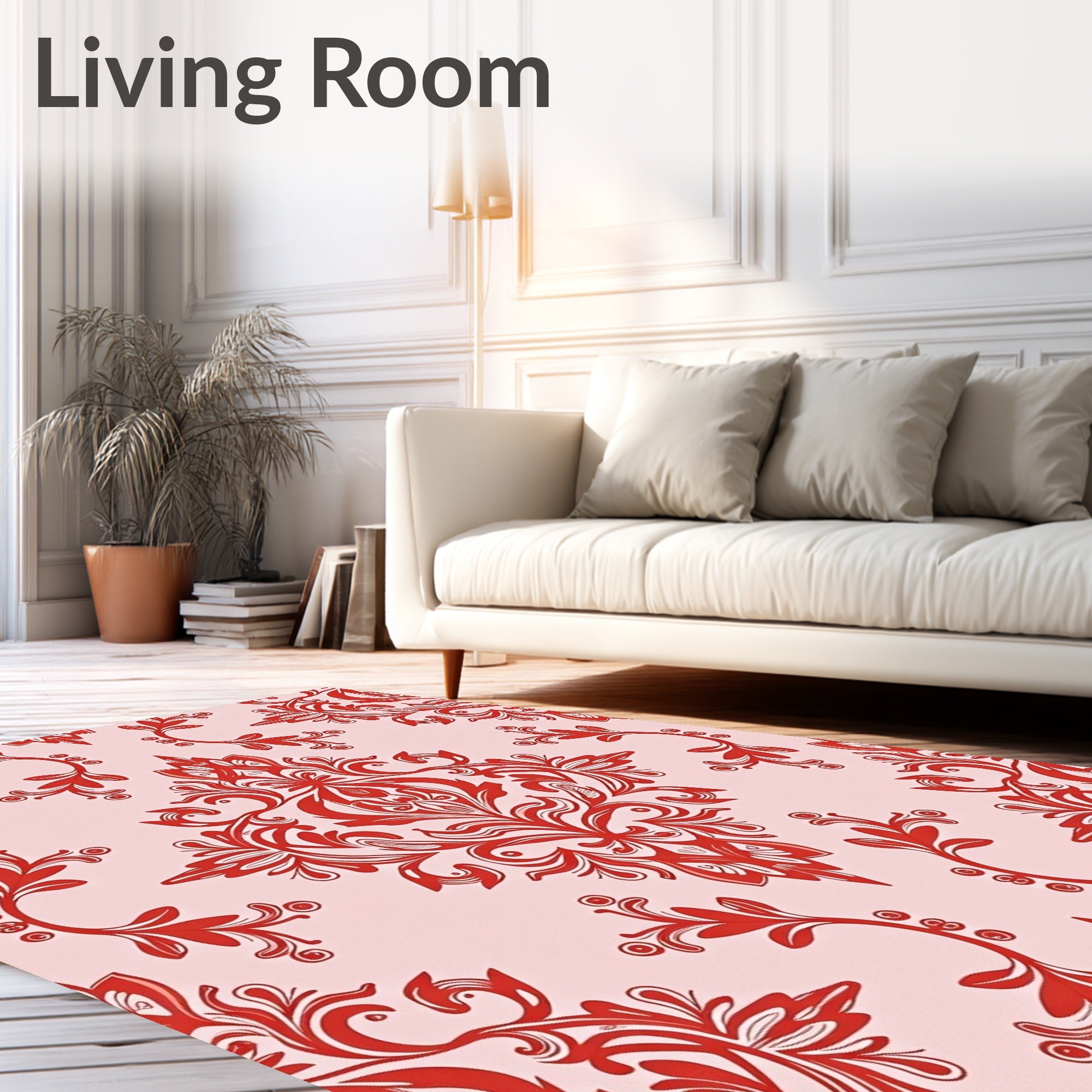 Vintage Damask Arrangement with Subtle Ornate Leaf Motifs and Artistic Fading (Pink) - ODIKA