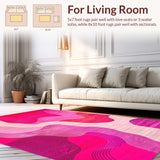 Chic Abstract Swirls Area Accent for Modern Home Decor(Pink)