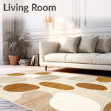 Sophisticated Abstract Area in Brown and Beige with Freeform Shapes(Beige)