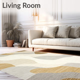 Abstract Riverbed Modern Rustic Beige Cream Runner Area(Beige)