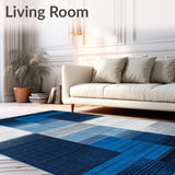 Elegant Geometric Area Featuring Deep Blue and Silver Accents(Blue)
