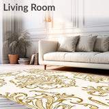 Rustic Botanical Vine Scroll with Classic Damask Flourish Motifs (Gold)