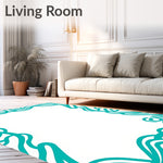 Stylized Wave Border Motif with Smooth Flowing Lines and Layered Accents (Teal) - ODIKA