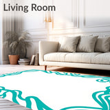 Stylized Wave Border Motif with Smooth Flowing Lines and Layered Accents (Teal) - ODIKA