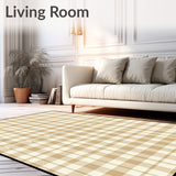 Contemporary Beige Checkerboard Low Pile Grid Area(Beige)