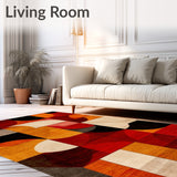 Ember Abstract Geometric Shape Rug Washable Throw Carpet Indoor Floor Mat(Orange)