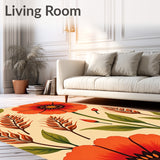 Harvest Season Poppy Meadow with Autumn Florals(Beige)