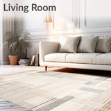 Abstract Beige Area Modern Lines & Subtle Texture for Home(Beige)
