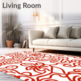 Abstract Floral Swirl with Fluid Curves and Dynamic Shapes (Red)