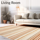 Beige Burnt Orange Linear Chevron Contemporary Farmhouse Design(Orange)